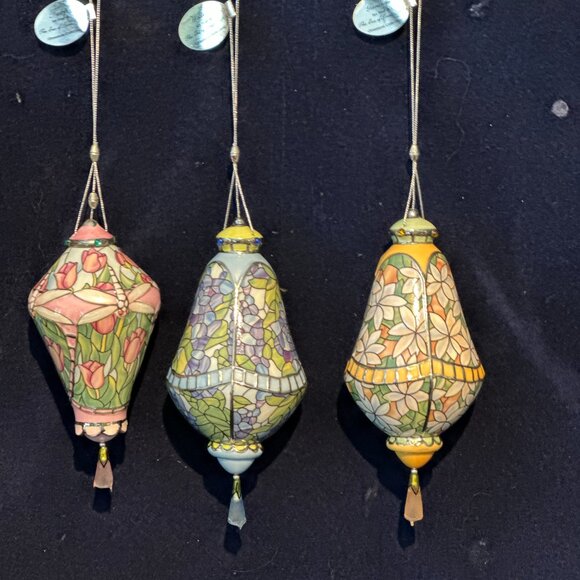 Bradford Exchange Era Of Louis Tiffany Heirloom Porcelain Ornament Collection - Picture 2 of 10